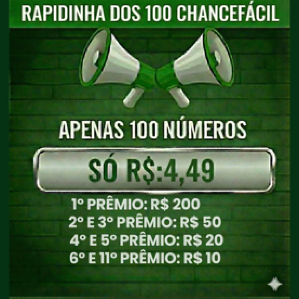 Prêmio: RAPIDINHA DOS 100 CHANCEFÁCIL - EDIÇÃO 12