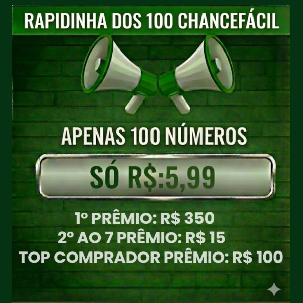 Prêmio: RAPIDINHA DOS 100 CHANCEFÁCIL - EDIÇÃO 22